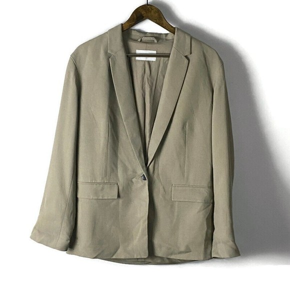 Everlane Jackets & Blazers - EVERLANE Womens Beige One Button Blazer Size 6 Classic Preppy Professional